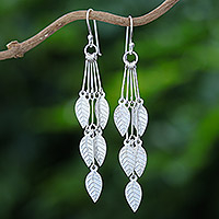 Sterling silver dangle earrings, Leaf Chimes