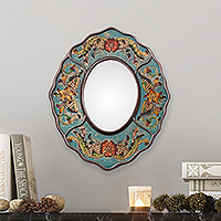 Reverse-painted glass mirror, Antique Reflections