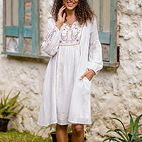 Embroidered cotton midi dress, Spring Sonata