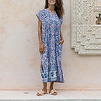 Cotton maxi dress, Pink Lagoon