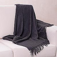 100% alpaca throw, 'Cozy Dark Gray' - 100% Alpaca Wool Solid Throw