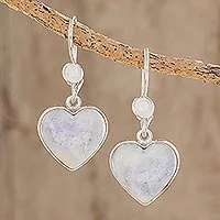 Jade heart earrings, 'Lilac Love Immemorial' - Lavender Jade Heart Shaped Sterling Silver Earrings