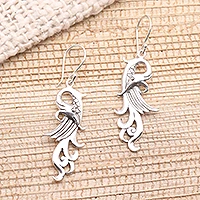 Sterling silver dangle earrings, 'Mythical Bird' - Mythical Bird Sterling Silver Dangle Earrings