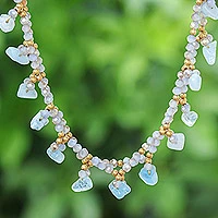 Aquamarine beaded necklace, Wonderful Light Blue