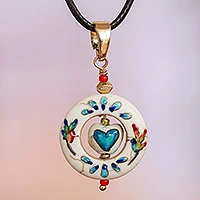 Gold-accented howlite pendant necklace, Affection Wreath