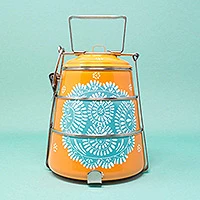 Stainless steel lunch box, Tiered Tiffin in Orange