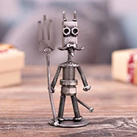 Recycled metal figurine, 'Mischievous Devil' - Devil-Themed Eco-Friendly Recycled Auto Part Figurine